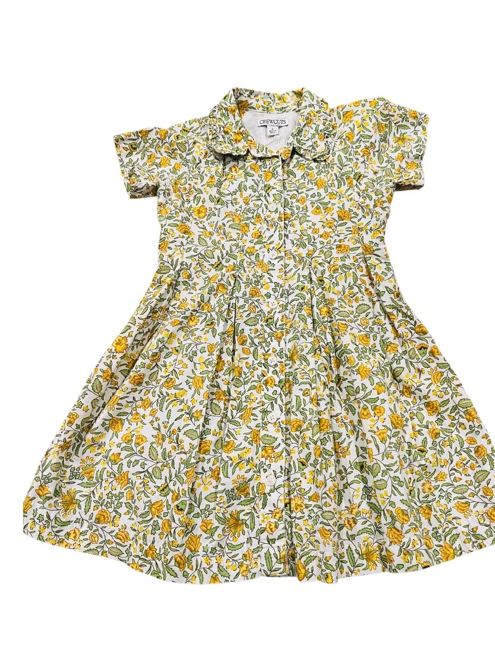 Crew & Crewcuts ruffle collar shirtress in cotton poplin dress Floral Size 4